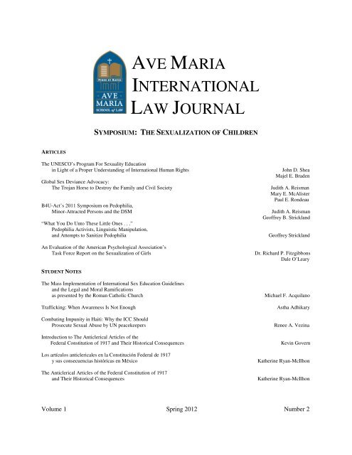 School Xix Com - AVE MARIA INTERNATIONAL LAW JOURNAL - Ave Maria School ...