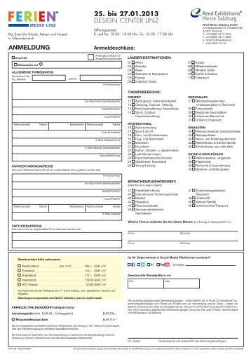 Anmeldeformular - Ferien Messe Linz