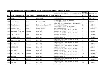 Teated kosmeetikatoodetest 2006 - Terviseamet