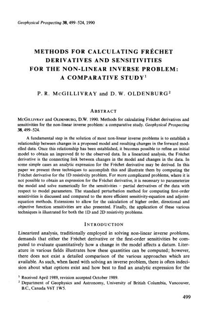 METHODS FOR CALCULATING FRÃCHET DERIVATIVES AND ...