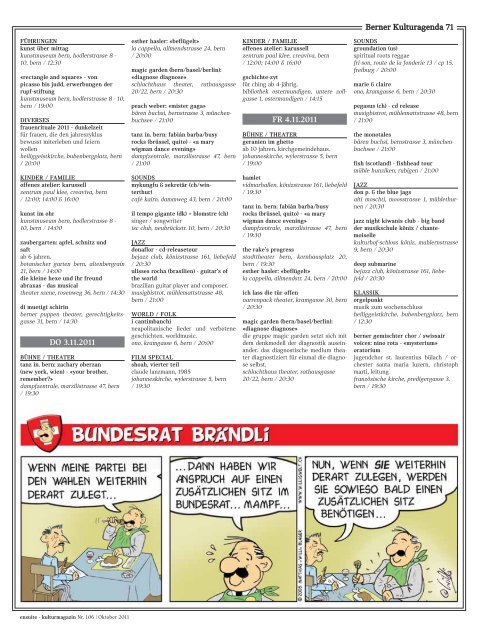 www.kulturagenda.ch Oktober | 11