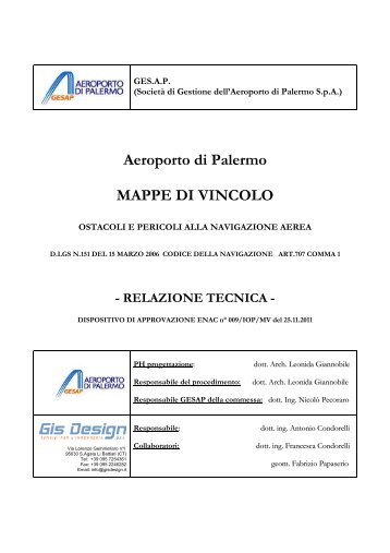 Aeroporto di Palermo MAPPE DI VINCOLO - Comune di Cinisi