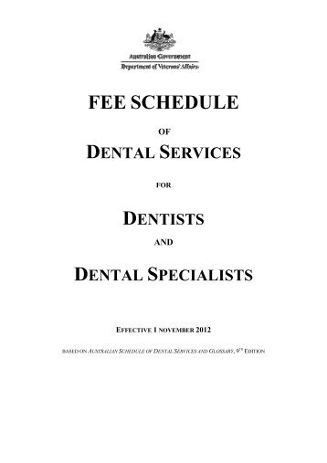 Fee Schedule Of Dental Services For Dentists And Dental Specialists