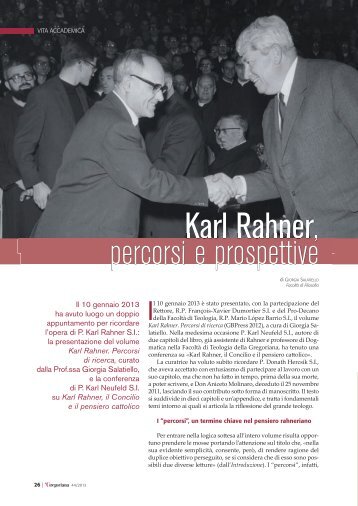 Karl Rahner, percorsi e prospettive