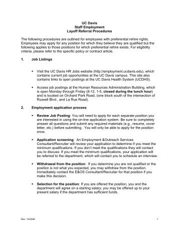 Layoff Referral Procedures for Employees with Preferential Rehire ...