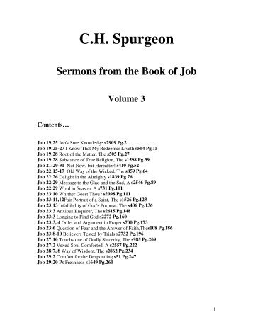 CH Spurgeon Sermons From The Book Of Job CH Spurgeon Sermons From The Book Of Job