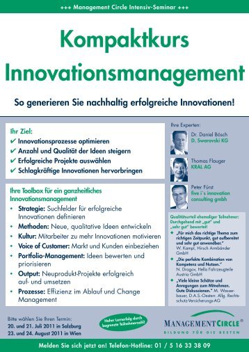 Seminar: Kompaktkurs Innovationsmanagement - Management ...