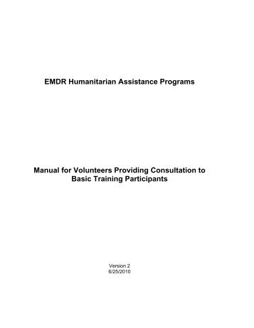 EMDR Humanitarian Assistance Programs Manual for Volunteers ...