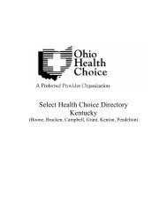 Select Health Choice Directory Kentucky - Ohio Health Choice