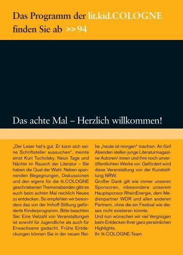 Das achte Mal â€“ Herzlich willkommen! Das ... - lit.COLOGNE