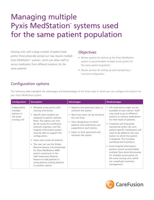Managing multiple Pyxis MedStation™ systems used for the same ...