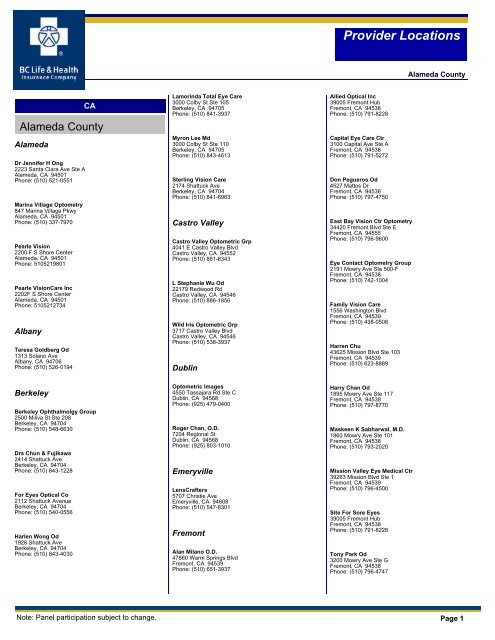 Provider Locations - Lisi