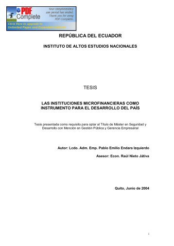 repÃºblica del ecuador tesis - Repositorio Digital IAEN - Instituto de ...