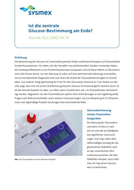 Ist die zentrale Glucose-Bestimmung am Ende? - Sysmex ...