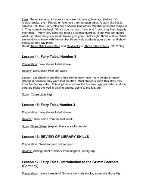 Kindergarten Library Skills and Literature - Roseburg Public Schools