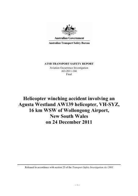 atsb final report released 16 may 2013 - Ambulance Service of NSW