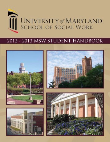 2012 - 2013 msw student handbook - University of Maryland School ...
