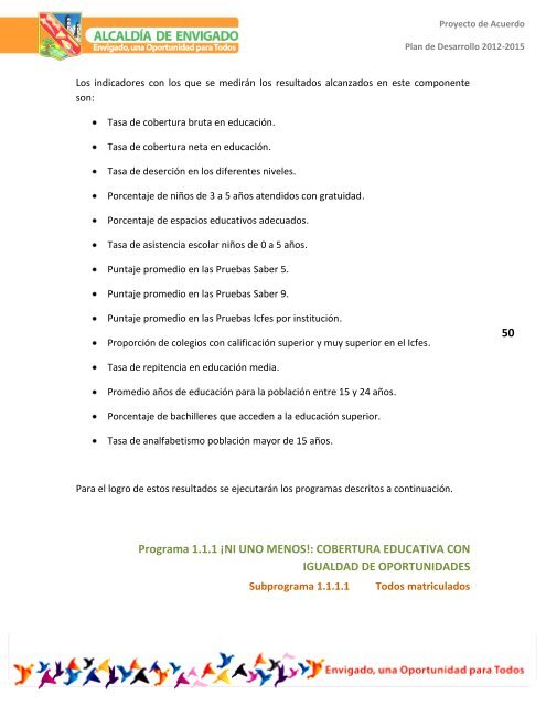 Anteproyecto Plan de Desarrollo 2012-2015 - Envigado