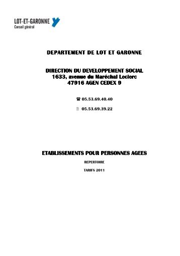 DEPARTEMENT DE LOT ET GARONNE DEPARTEMENT DE LOT ...