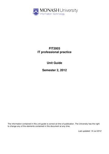 Download PDF unit guide - Faculty of Information Technology ...