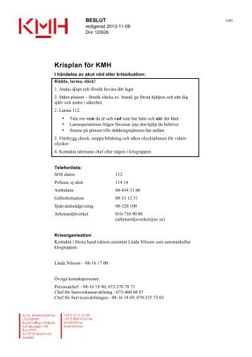 Krisplan för KMH