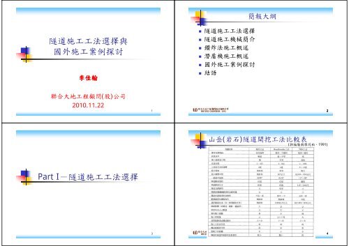 隧道施工工法選擇與國外施工案例探討Part I－隧道施工工法選擇