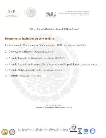 Licitaciones - Instituto Tecnológico de Puebla