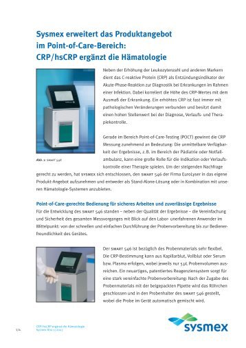 CRP smart.qxd - Sysmex Deutschland GmbH