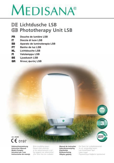 DE Lichtdusche LSB GB Phototherapy Unit LSB - Medisana
