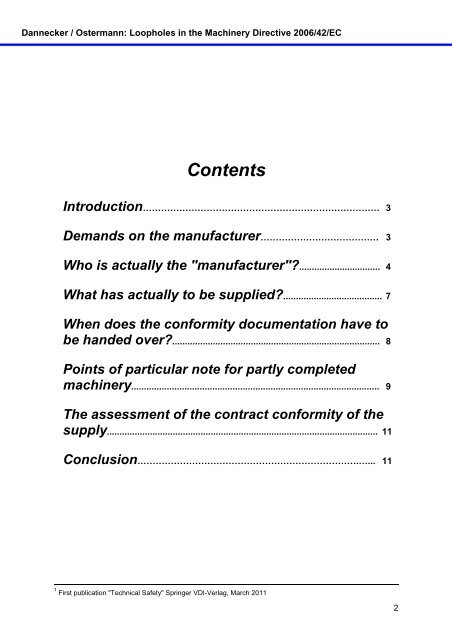 Machinery Directive 2006/42/EC Closing of "loopholes" through ...