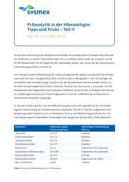 Präanalytik in der Hämatologie - Sysmex Deutschland GmbH