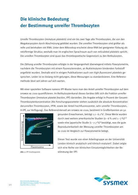 Die Klinische Bedeutung Der Bestimmung Unreifer Thrombozyten