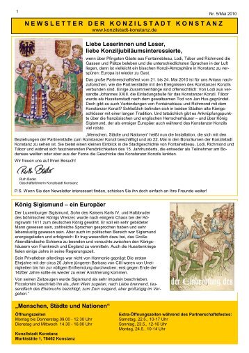 newsletter der konzilstadt konstanz - 600 Jahre Konstanzer Konzil