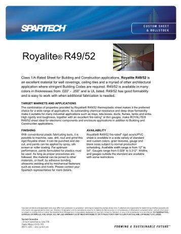 RoyaliteÂ® R49/52 - Spartech Corporation