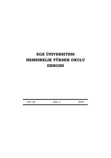 E.Ü. HYO Dergisi Cilt 20 - Sayı 1 - 2004 - Ege Üniversitesi