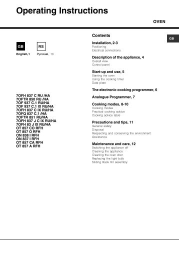 Operating Instructions - Hotpoint-Ariston