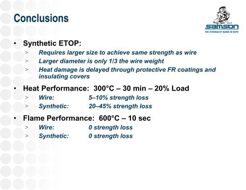 Synthetic ETOP - Samson Rope