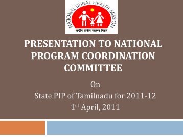 Tamil Nadu - National Rural Health Mission Program Implimentation ...