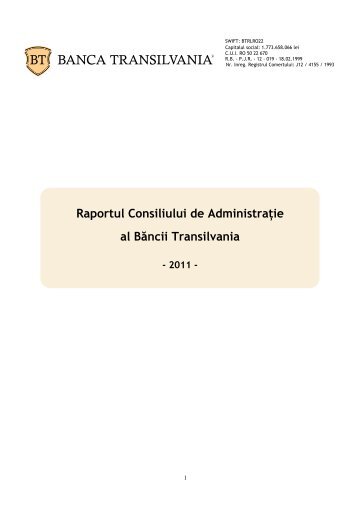Raportul administratorilor - Banca Transilvania