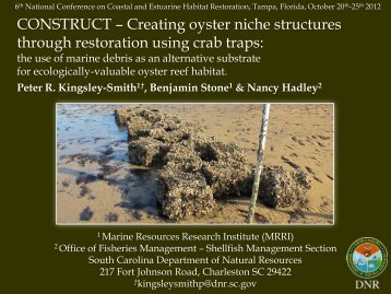 Creating oyster niche structures through restoration using crab traps