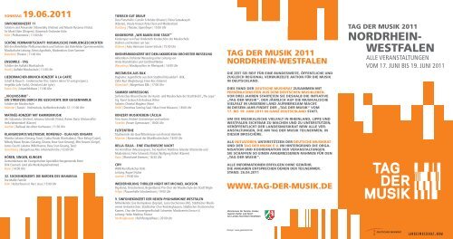 Faltblatt zum Tag der Musik 2011 in NRW - Landesmusikrat NRW