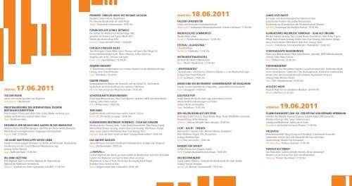 Faltblatt zum Tag der Musik 2011 in NRW - Landesmusikrat NRW