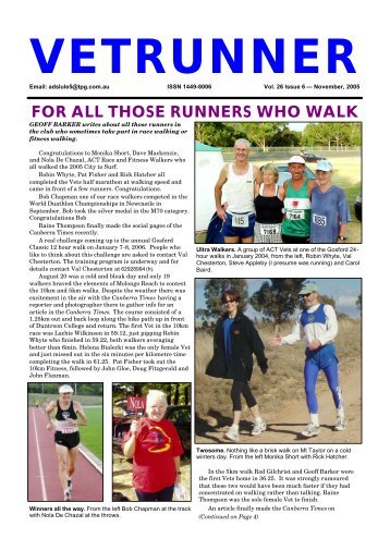 for all those runners who walk - ACT Veterans Athletics Club