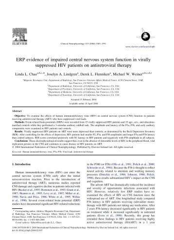 ERP evidence of impaired central - UCSF Department of Radiology ...