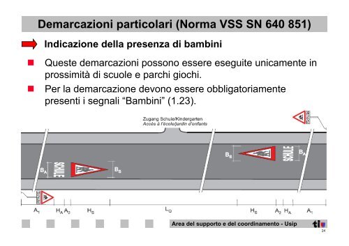 Demarcazioni particolari, moderazioni del traffico, passaggi ...