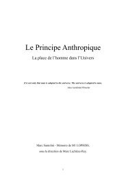 Le Principe Anthropique - Laboratoire de Physique Statistique