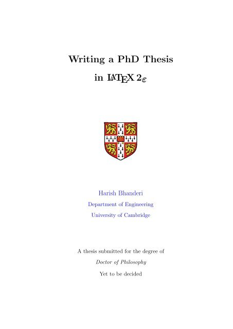 CUED PhD and MPhil Thesis Classes - University of Cambridge