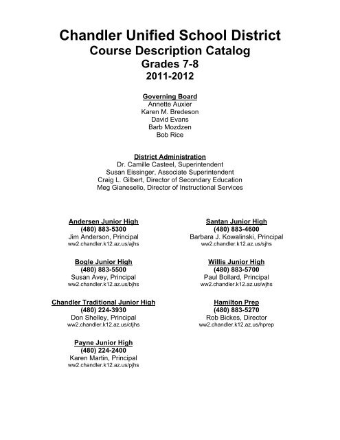 Course Description Catalog Chandler Unified School District Course Description Catalog Chandler Unified School District