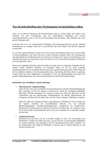 Checkliste Briefing Frenkelson Werbeagentur