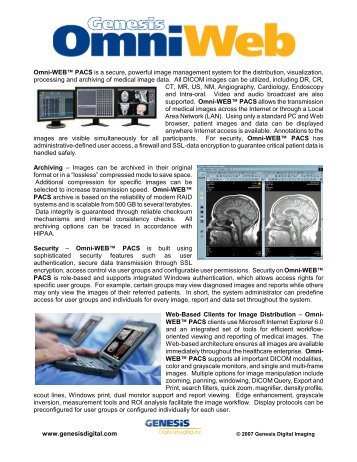 Genesis WebPACS Datasheet - Radon Medical Imaging